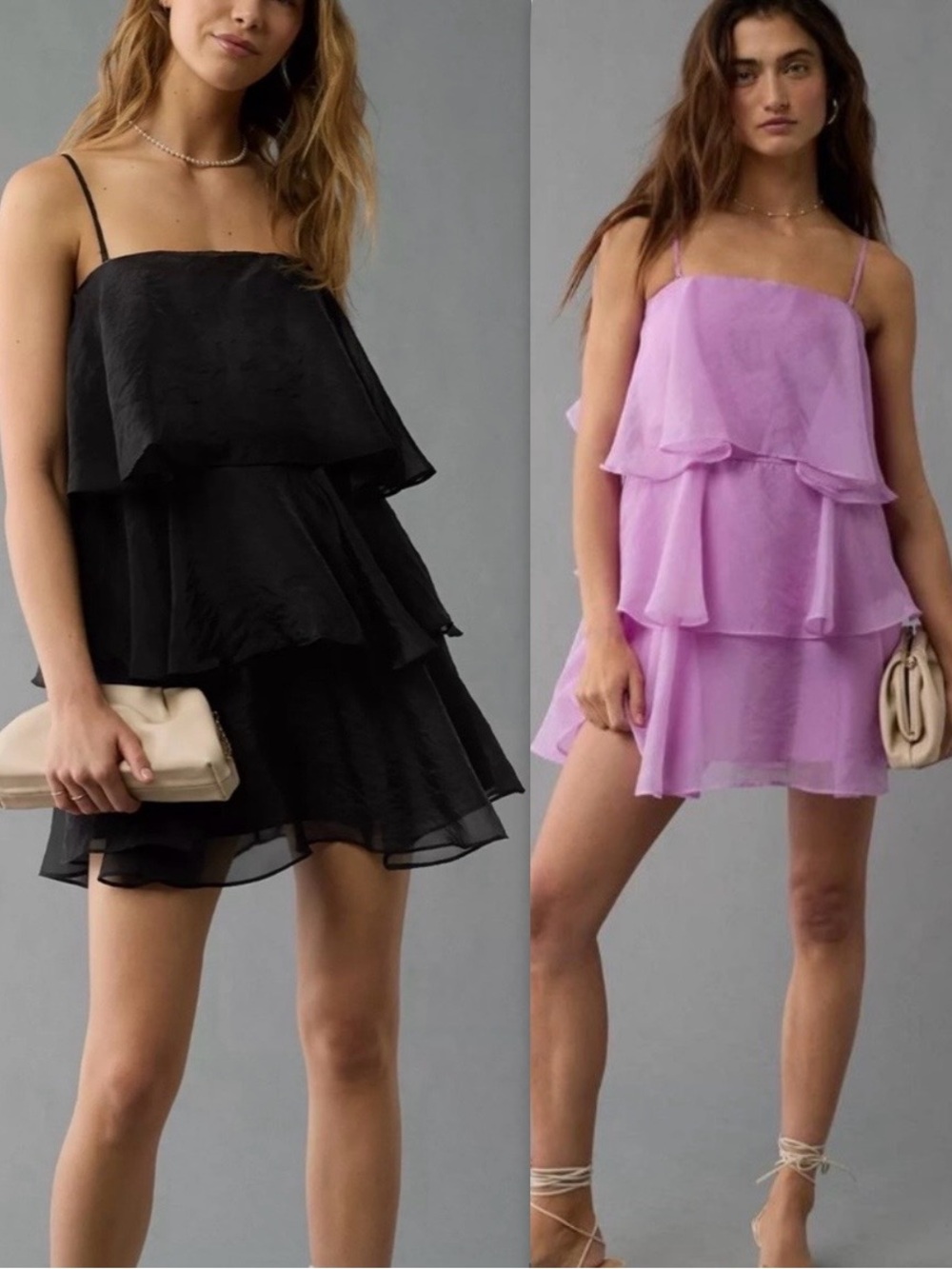 TWO FOR ONE! American Eagle Spaghetti-Strap Mini Dresses- Black / Pink